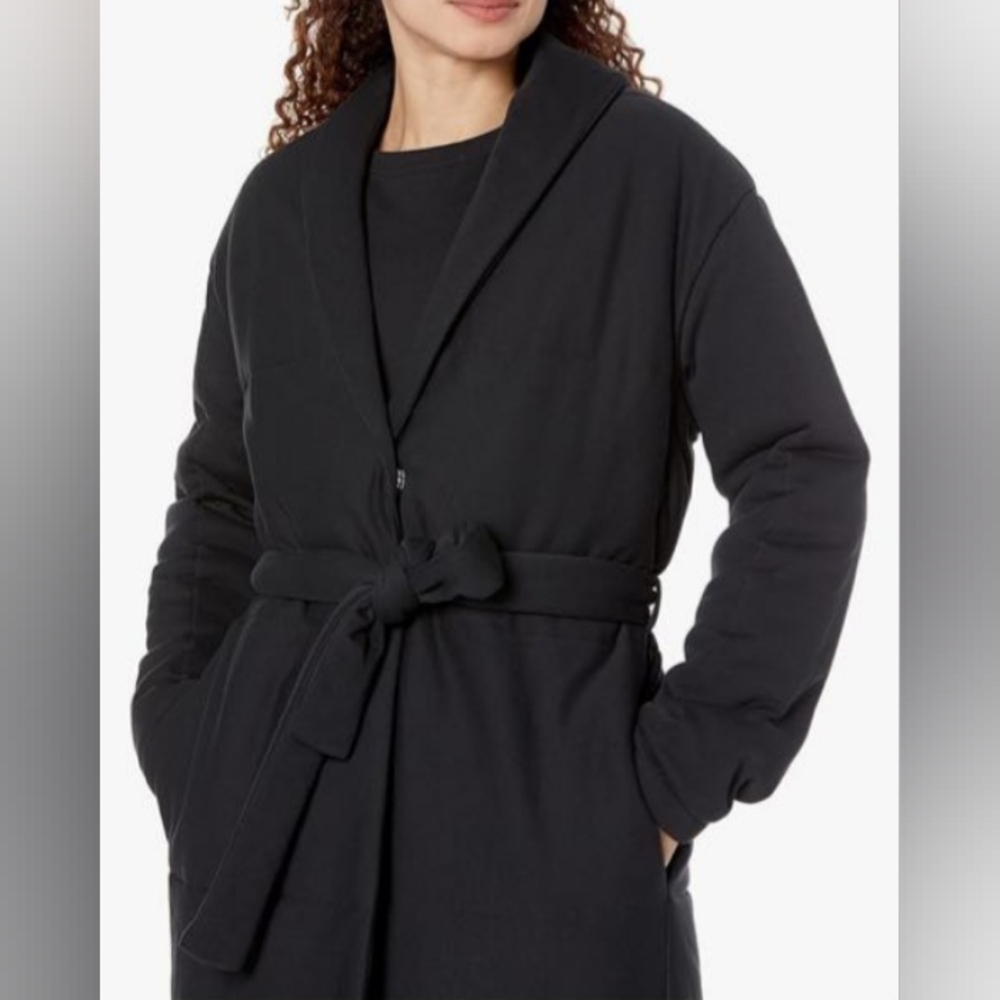 Amazon Essentials NWT Women's Relaxed-Fit Cotton PaddedHome Coat Black Size XXL